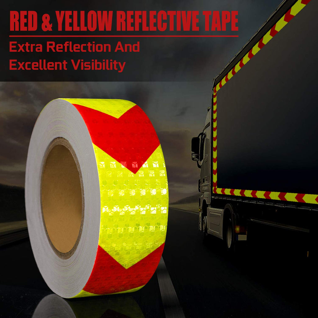 Arrow Reflective Tape for Trailers, Red/Yellow, 2in x 100ft