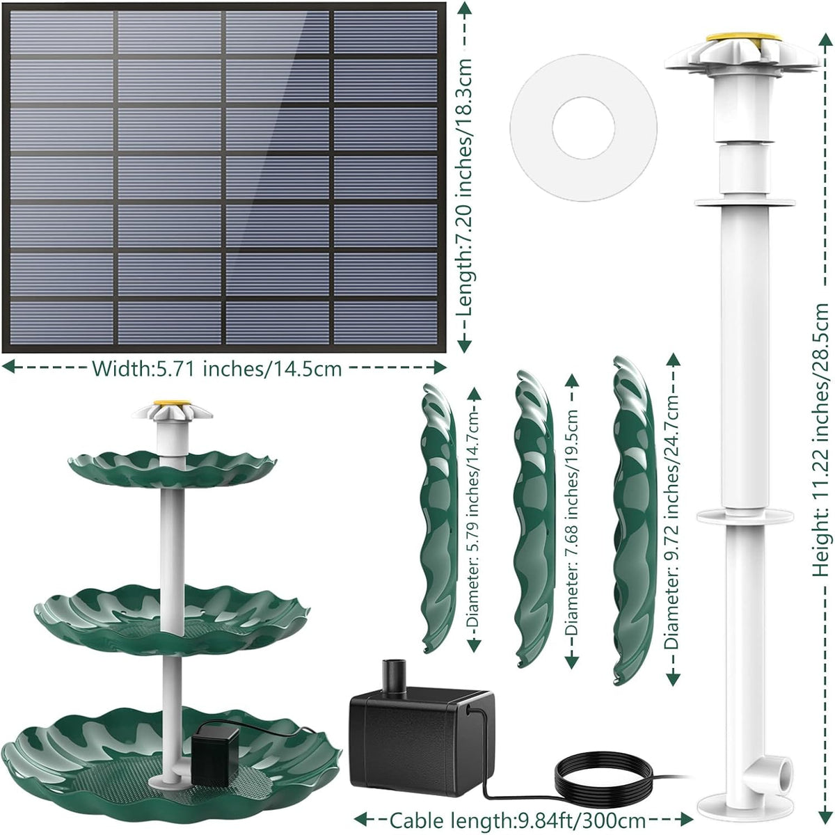 3‑Tier Solar Bird Bath Fountain with 3.5W Solar Water Pump
