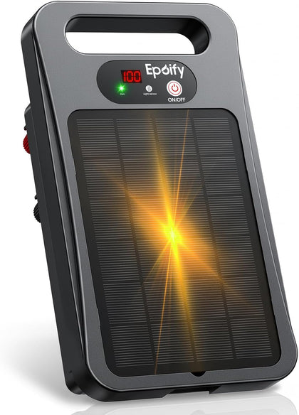 Solar Electric Fence Charger, 0.4J, 15 Mile Fence Energizer | 24/7 Fence Protection With Battery Display, Smart