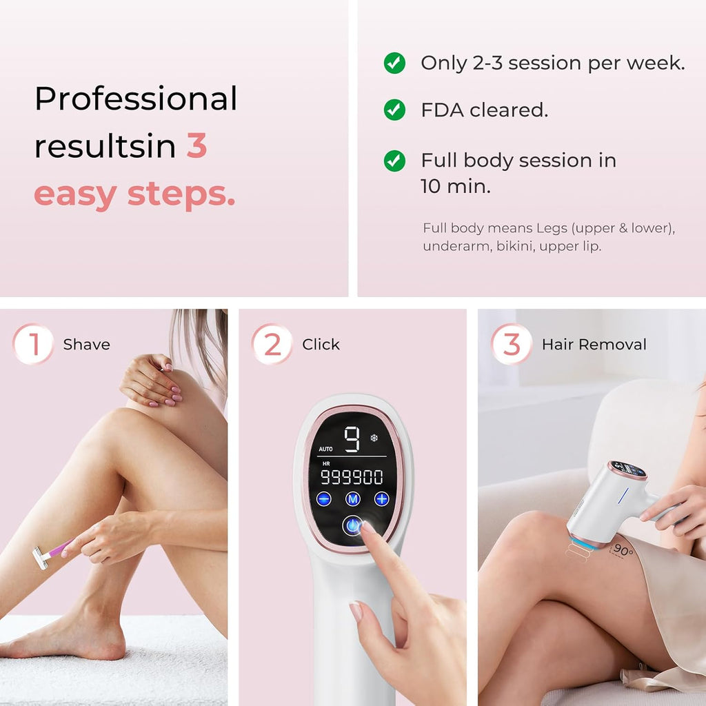 IPL Laser Hair Removal Device, 21J Energy, 96% Hair Reduction, 41°F Ice Cooling for Women & Men, Face Bikini