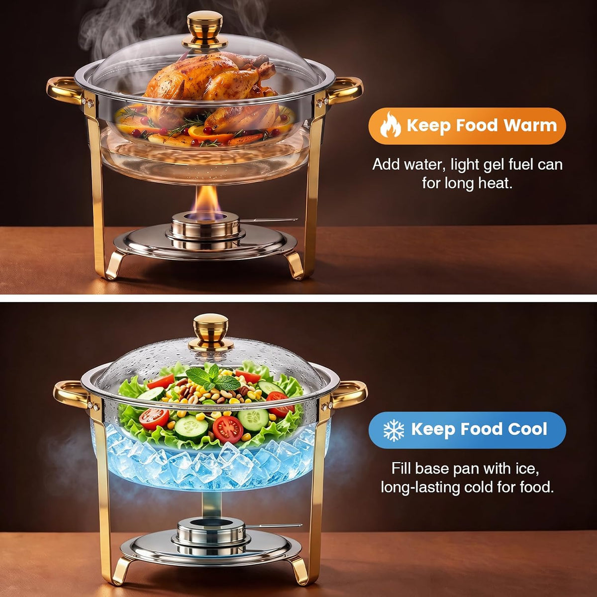 7QT Stainless Steel Chafing Dishes for Buffet with Serving Tongs