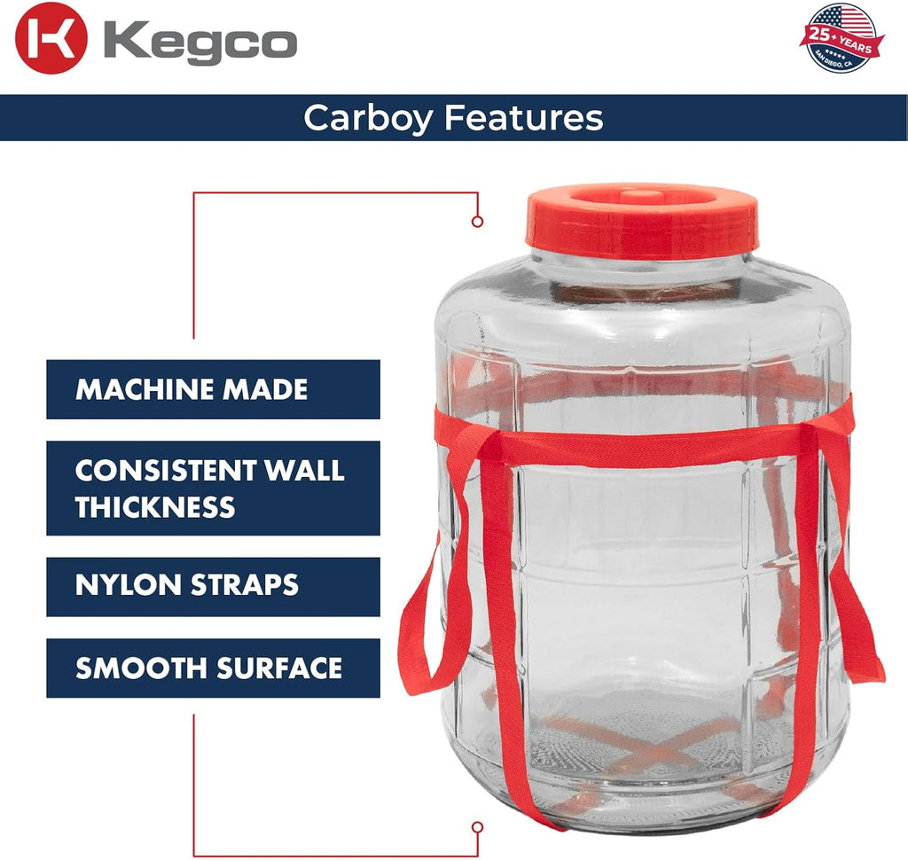 6.5 Gallon Wide Mouth Glass Carboy Fermenter Homebrew Beer & Wine Making