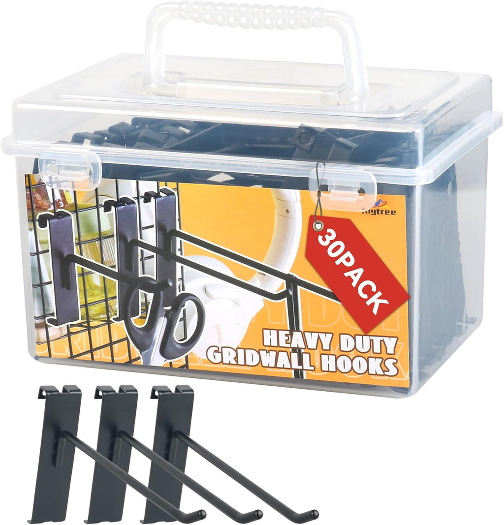 Gridwall Hooks 4in, Black Grid Wall Panel Hangers, Metal Display Hooks for Grid Wall, Gridwall Accessories for Retail
