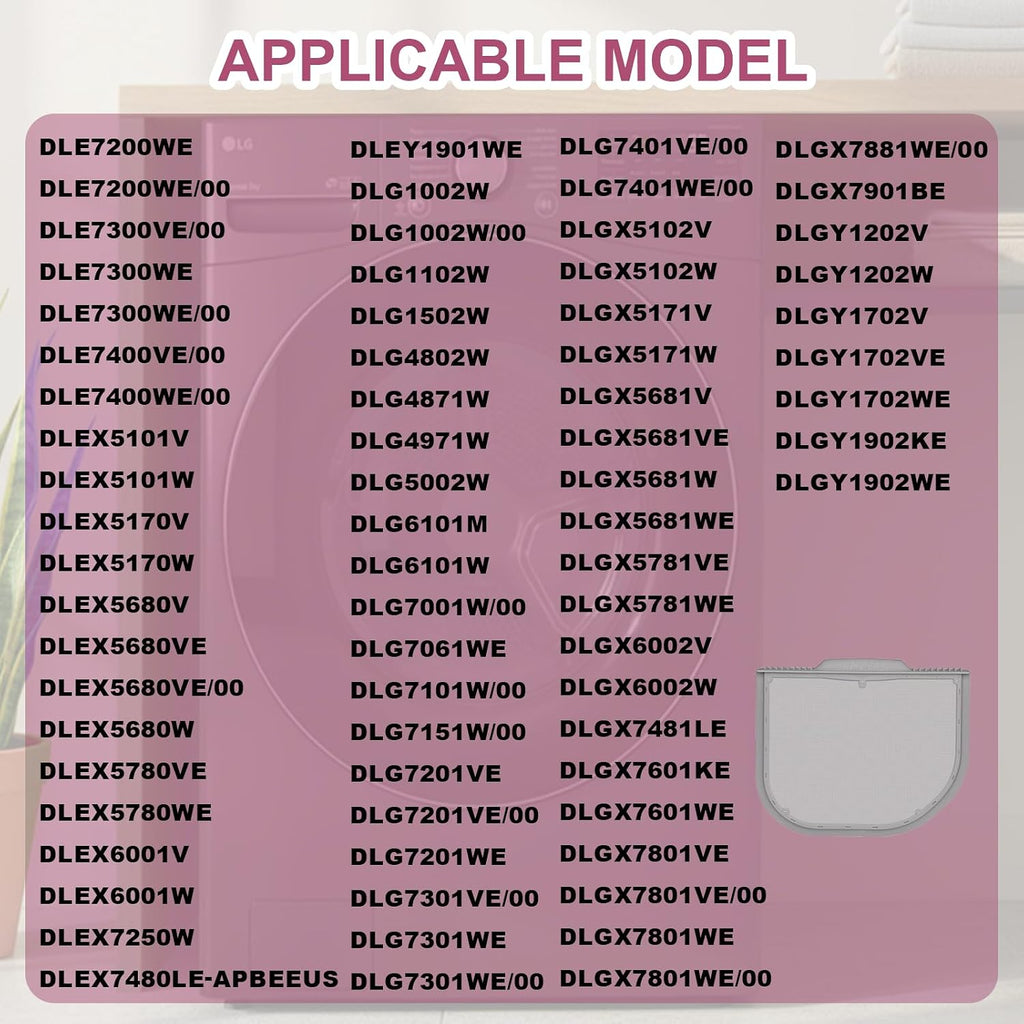 DLE7200WE DLE7200VE DLEX5680WE DLEX5680VE DLEX5680W Dryer Lint Filter