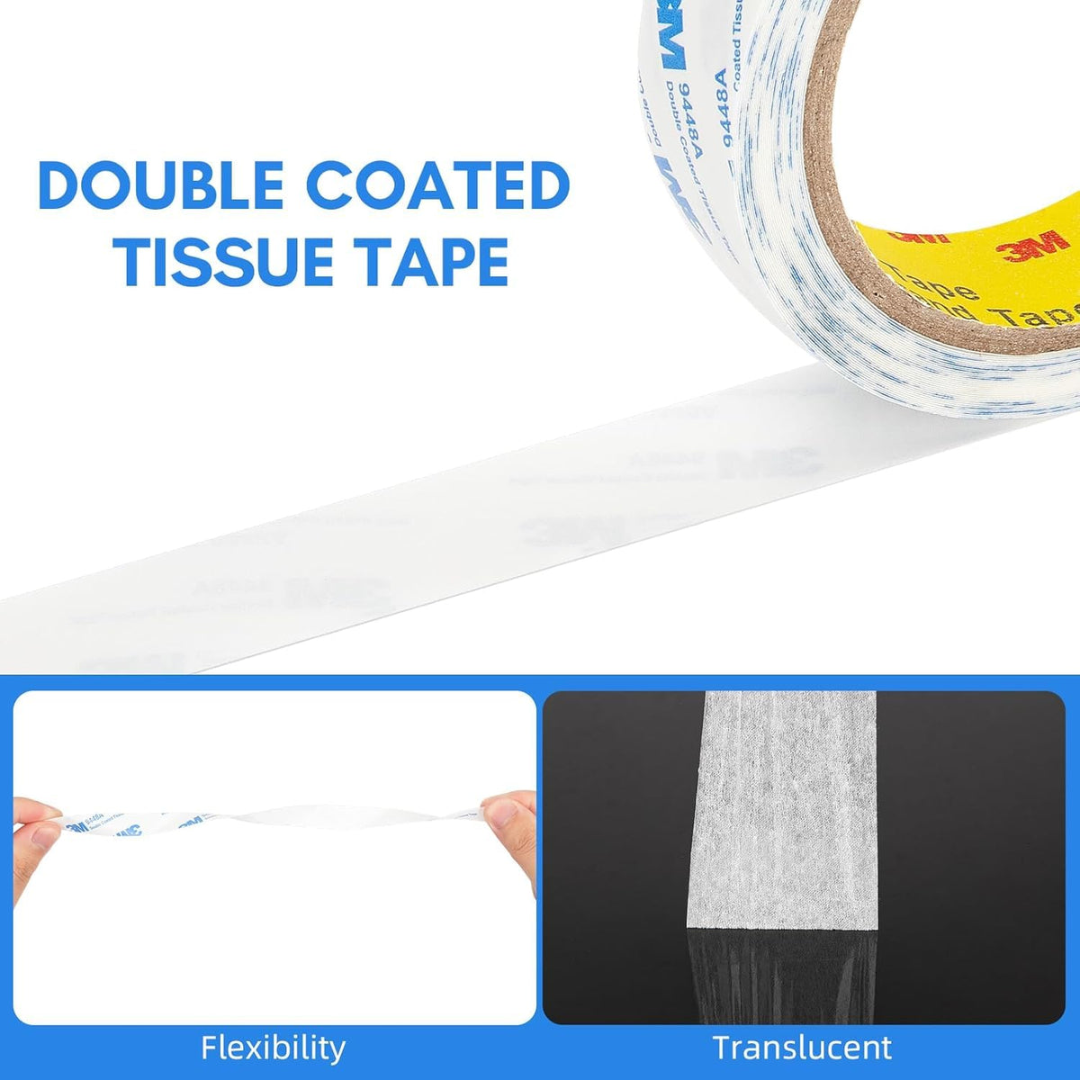 3M Double Sided Tape 9448A 0.31''x 20 Ft 1 Pack