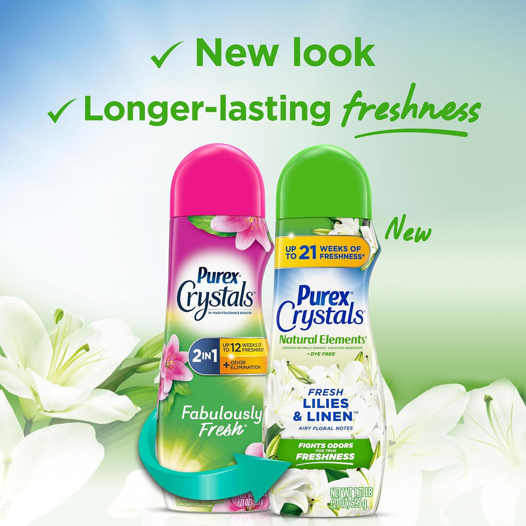 Crystals In-Wash Scent Booster, Fresh Lilies & Linen, 21 oz, 4-Pack