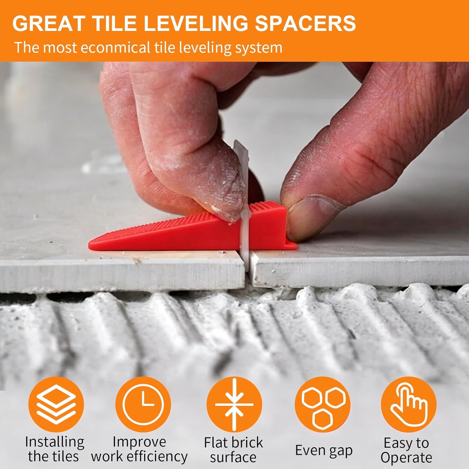 Tile Leveling System, 100 Tile Spacers 1/16" And 20 Reusable Wedges