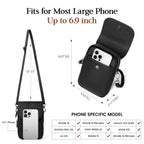 Black Genuine Leather Small Crossbody Bags for Women Cell Phone Purse