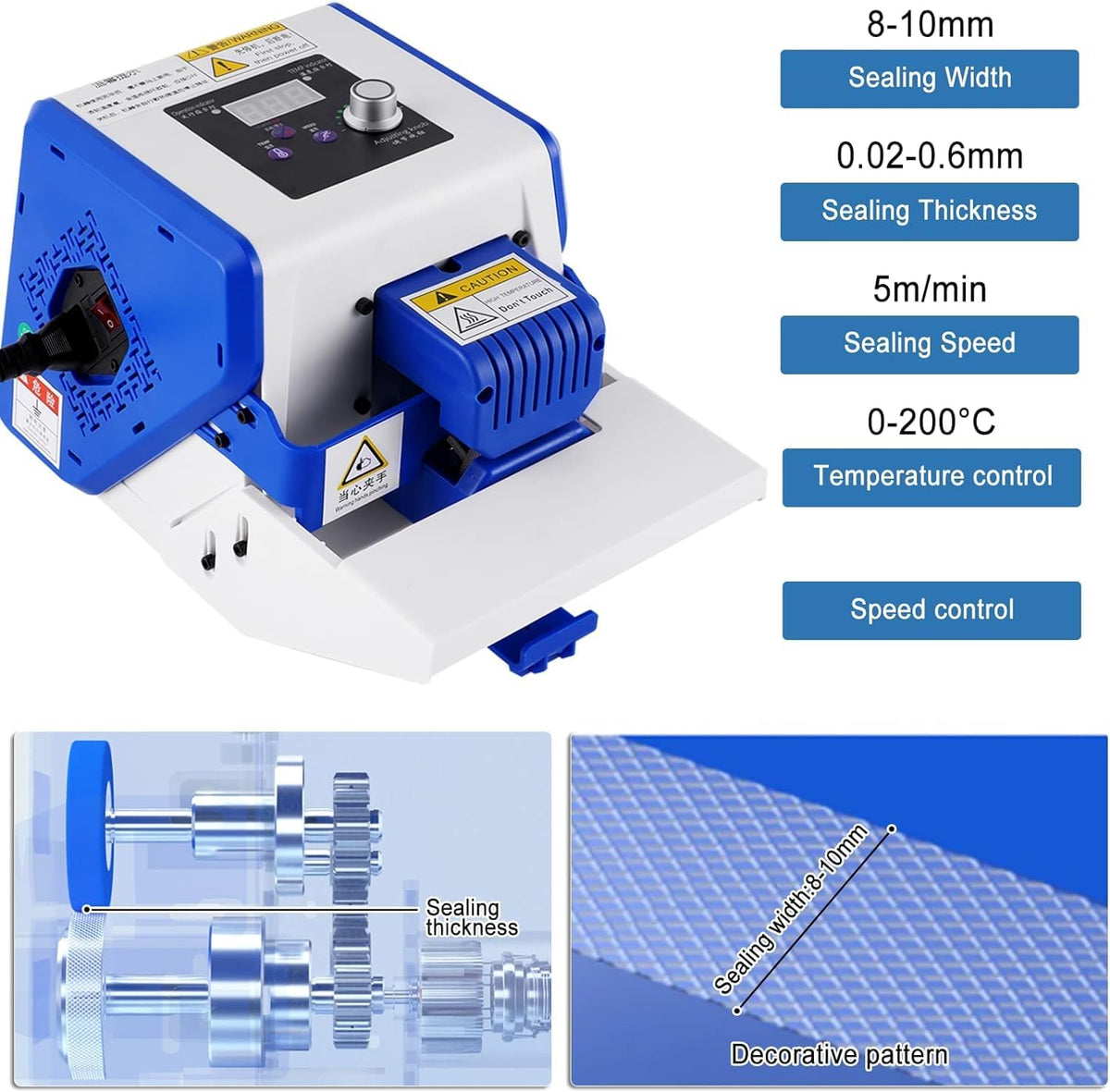 Automatic Continuous Band Sealer Machine with Digital Temperature & Speed Control - Plastic/PVC Bag Sealer for