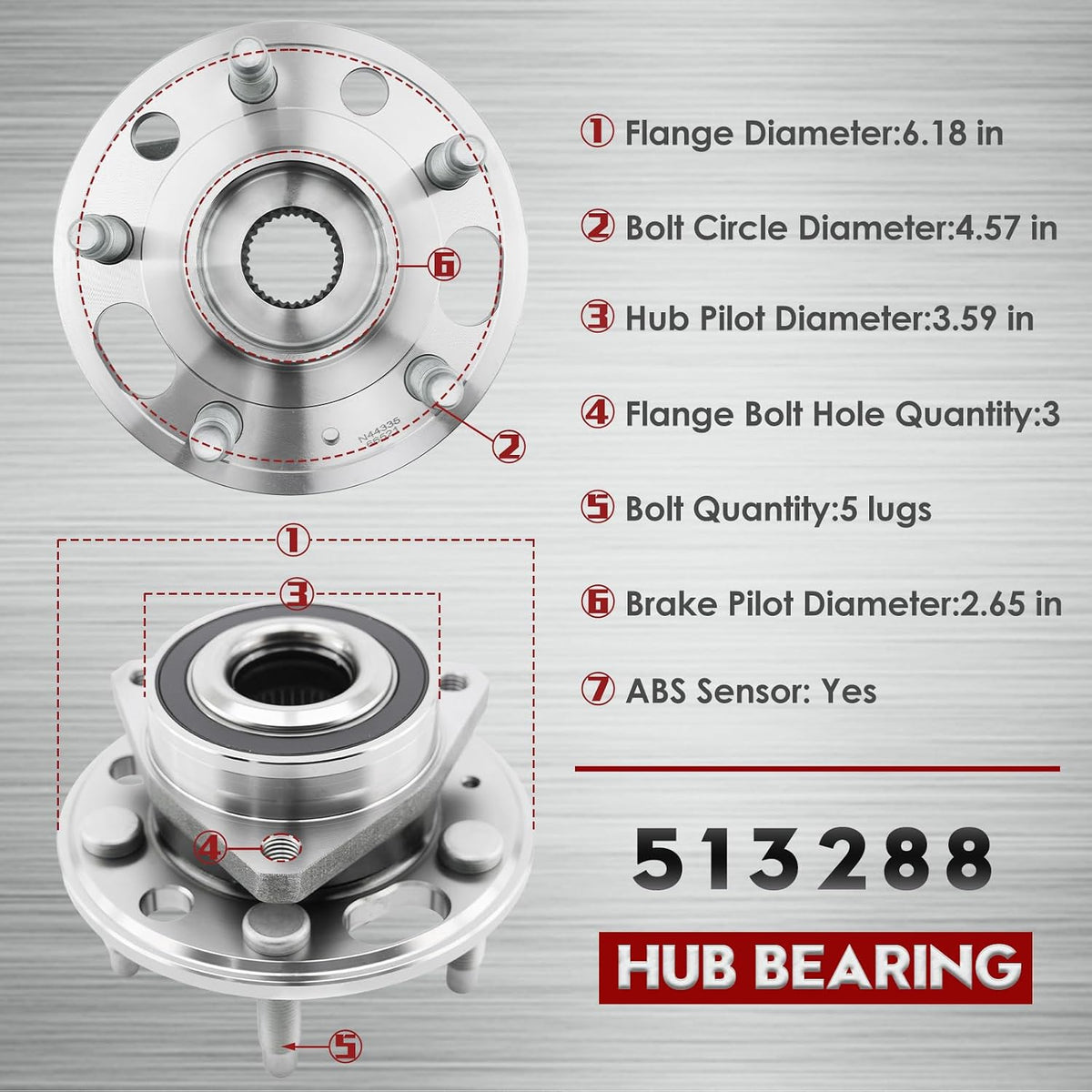 Betthand Front/Rear Wheel Bearing Hub Assembly for 2013-2015 Chevy Malibu