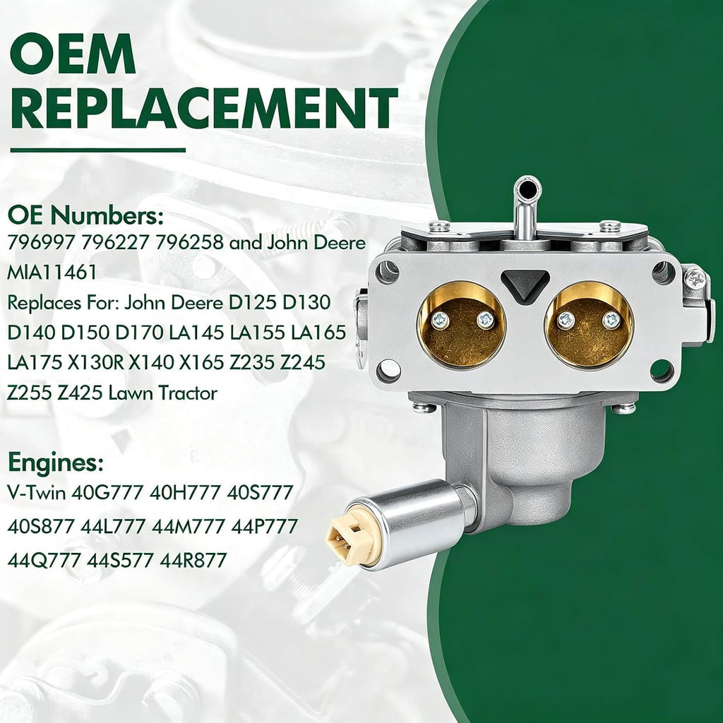 796997 Carburetor Kits for John Deere 22-25HP Engine 796227 796258 MIA11461