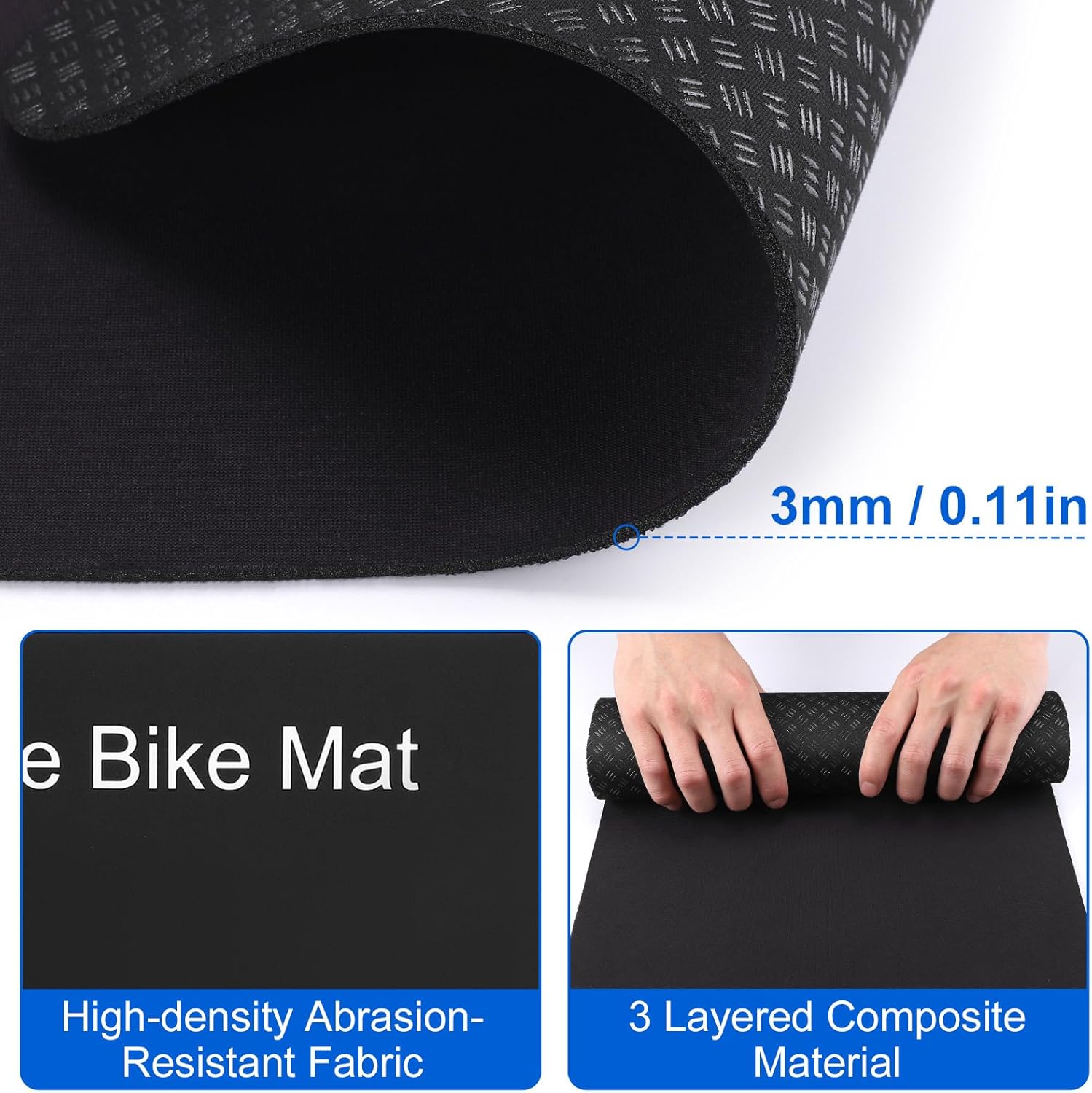 Non-Slip Mat Compatible with Peloton Bike, Concept 2 Rowing Machine | 2PCS Exercise Bike Mat, Protects for Hardwood