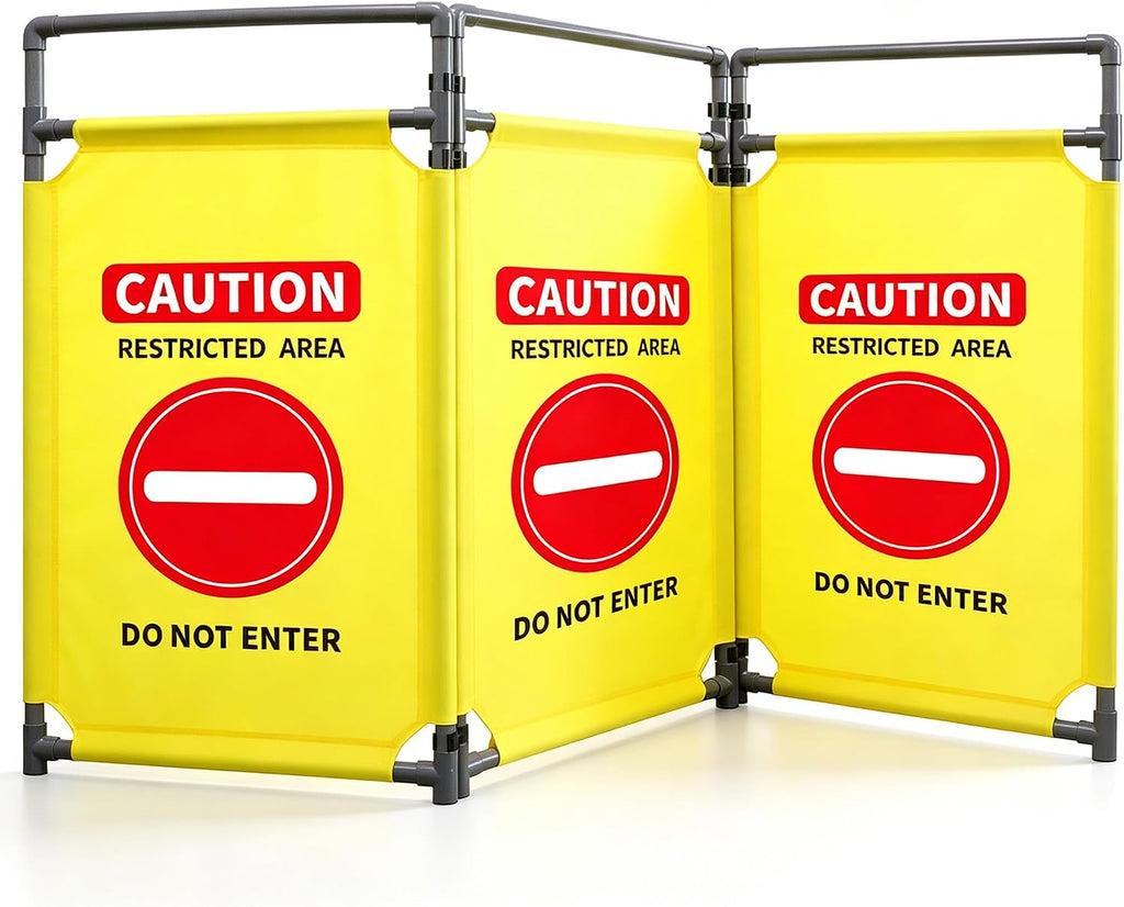 3-Panel Safety Barricade,5.8FT Foldable Security Sign Barrier Gate,Safety Warning Barricade Fence,Traffic