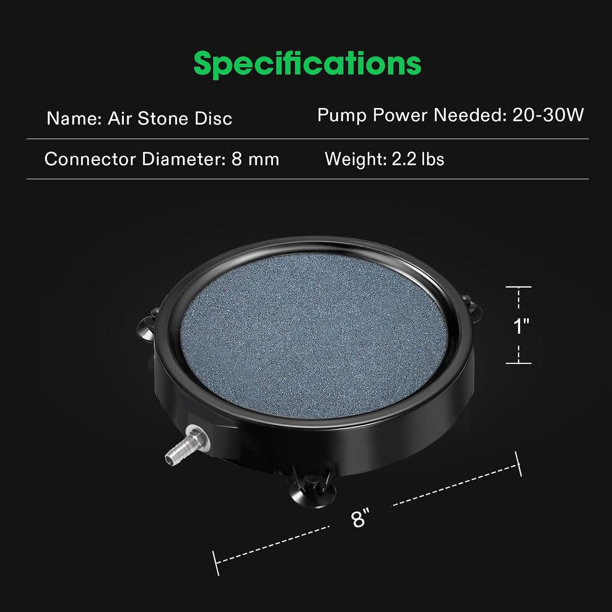 Air Stone Disc 8 in with Shell and Sucker for Aquarium, Air Pump