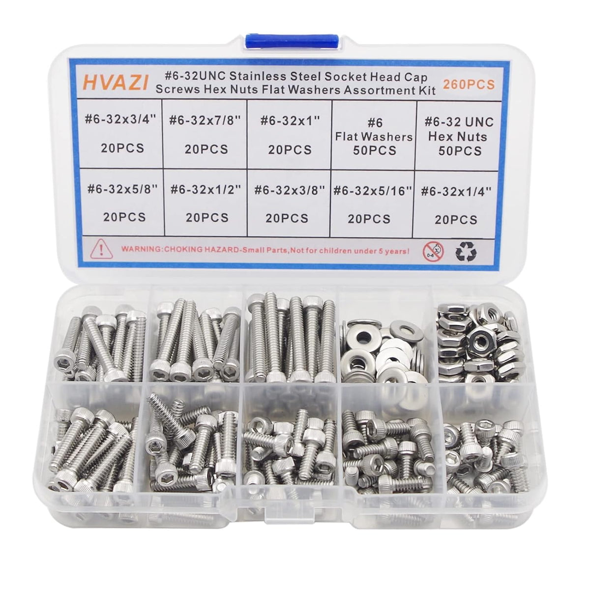 #6-32 UNC Stainless Steel Knurled Hex Socket Cap Screw Nut Washer Kit