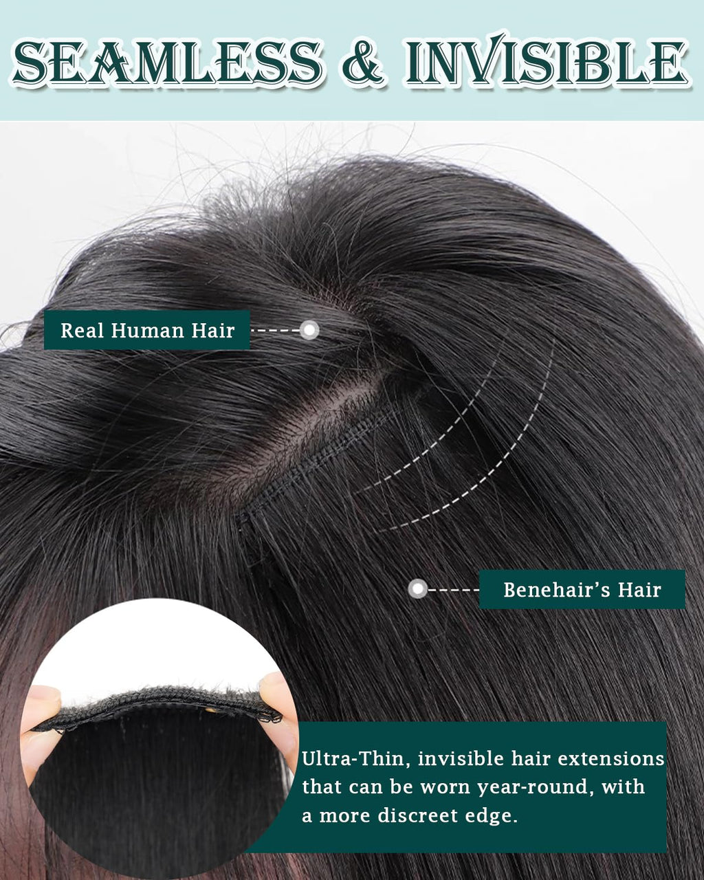 6 PCS Clip in Short Hair Extensions Real Human Hair Seamless & Invisible for Women Instant Volume Highlight Length