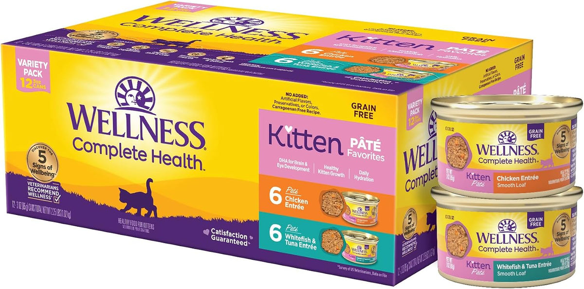 Complete Health Pate Variety Pack Kitten Canned Wet Cat Food, Natural, Protein Rich, Grain Free, Whitefish and