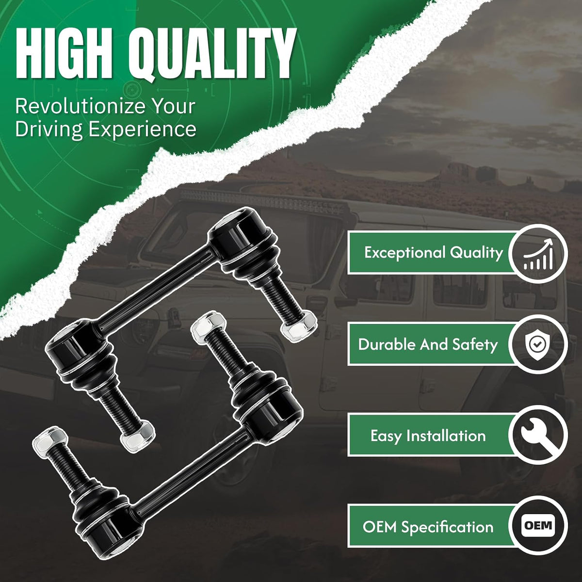 2PCS Rear Stabilizer Sway Bar End Links Fit for Dodge 2011 2012 2013 2014 2015 2016 2017 2018 2019 2020 2021 2022 Durango, for Jeep 2011-2021 Grand Cherokee, 2022 Grand Cherokee WK ‎‎K750573