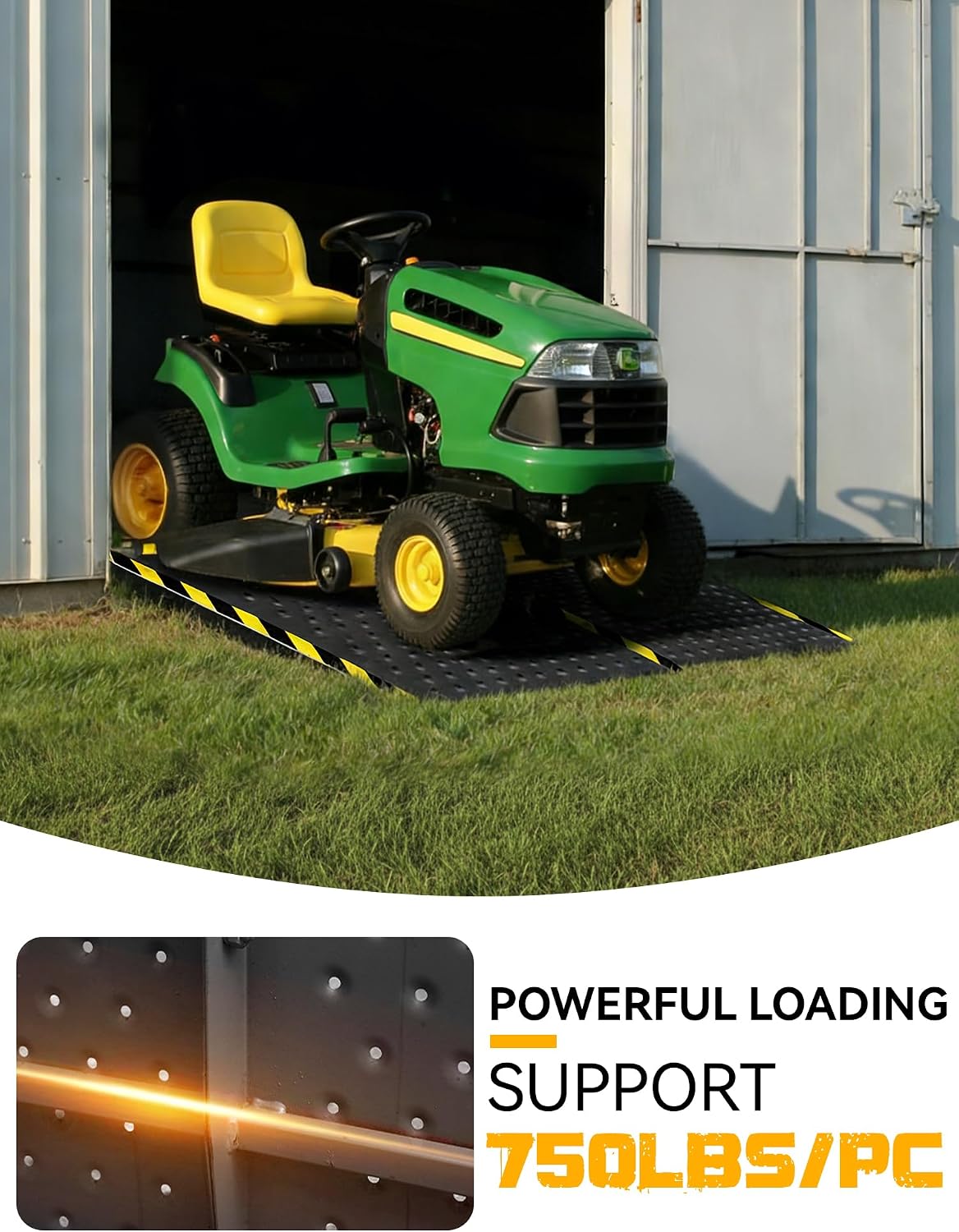 36" x 48" Shed Ramp for Riding Mower, 1500lbs Heavy Duty Metal Loading Ramps, 2-Pack Anti-Slip Punch Design, Long