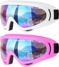 Ski Goggles, 2 Pack Snow Goggles Snowboard Goggles for Men Women Kids | UV Protection Foam Anti-Scratch Dustproof