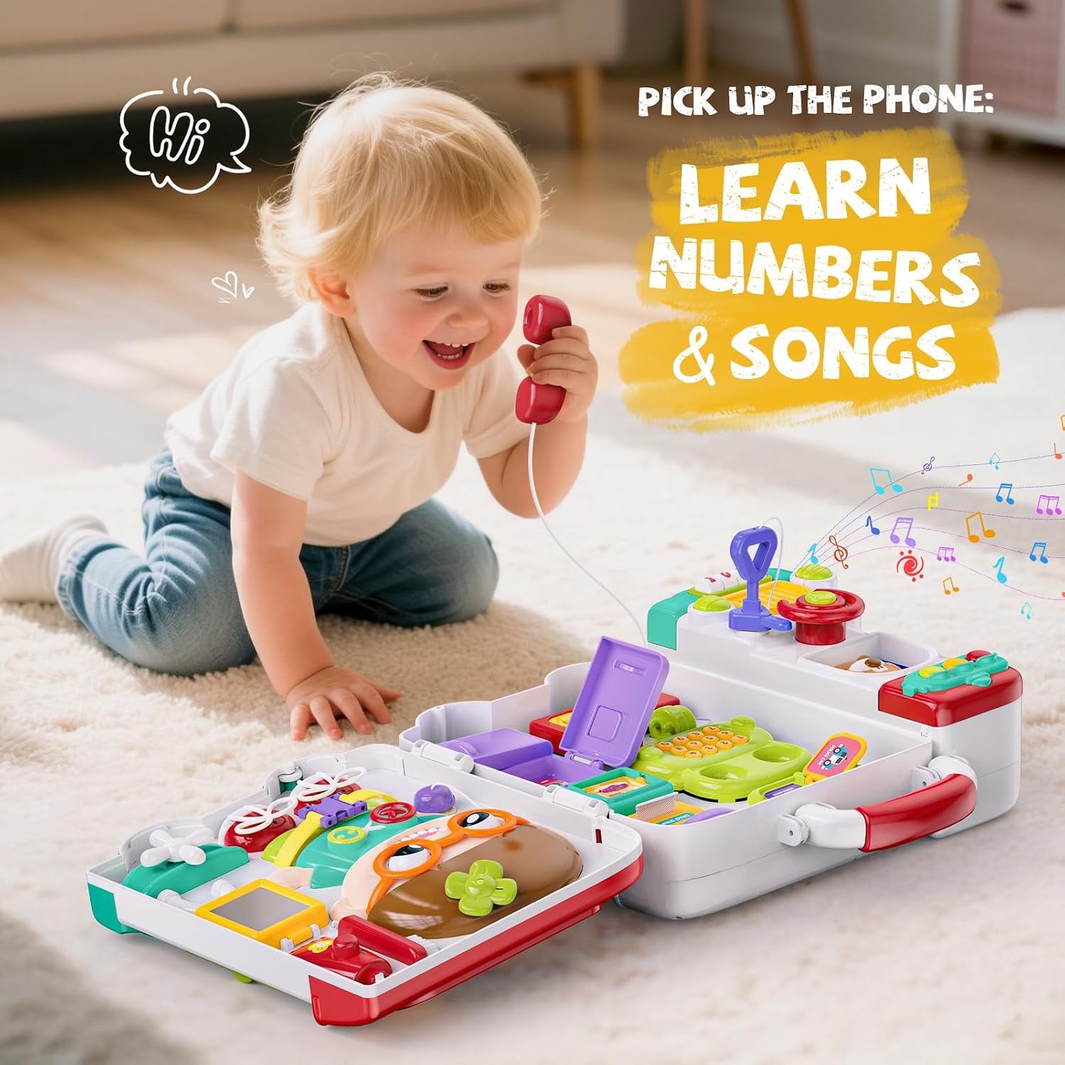 Montessori Busy Board Toys for 1 Year Old Boy, 1 Year Old Boy Birthday Gift, 54-in-1 English & Spanish Baby Busy