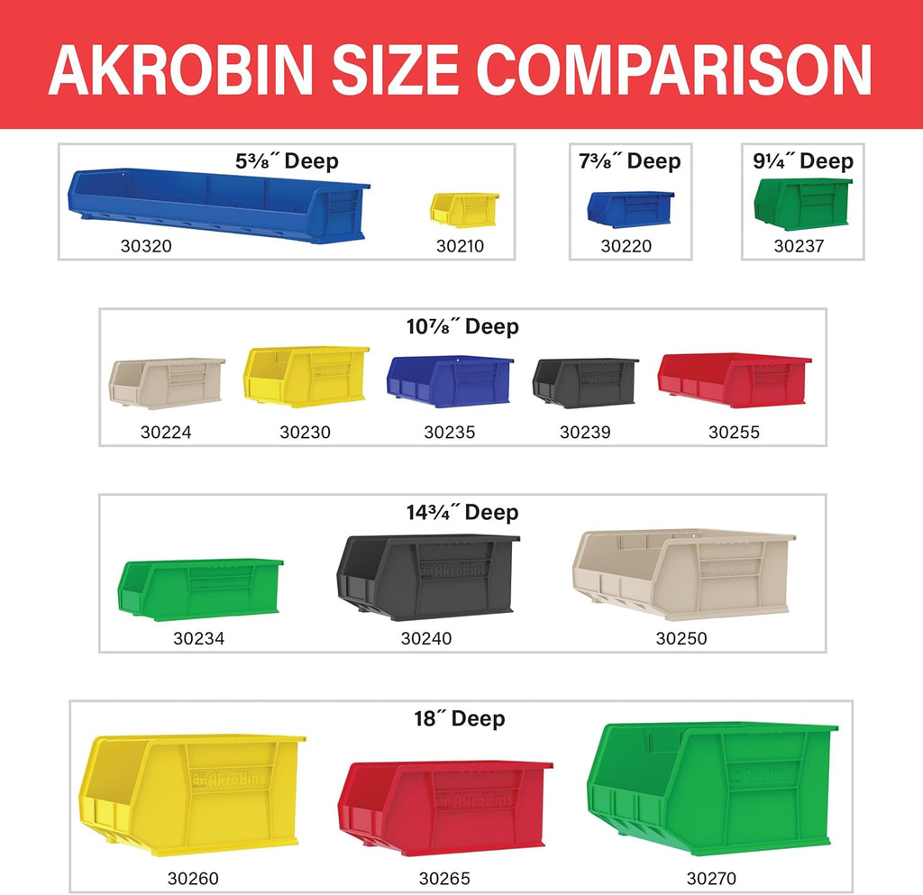 30270 AkroBins Plastic Storage Bins, 18"x16"x11", Black, 3-Pack | Space-Saving Stackable Bins for Garage, Pantry