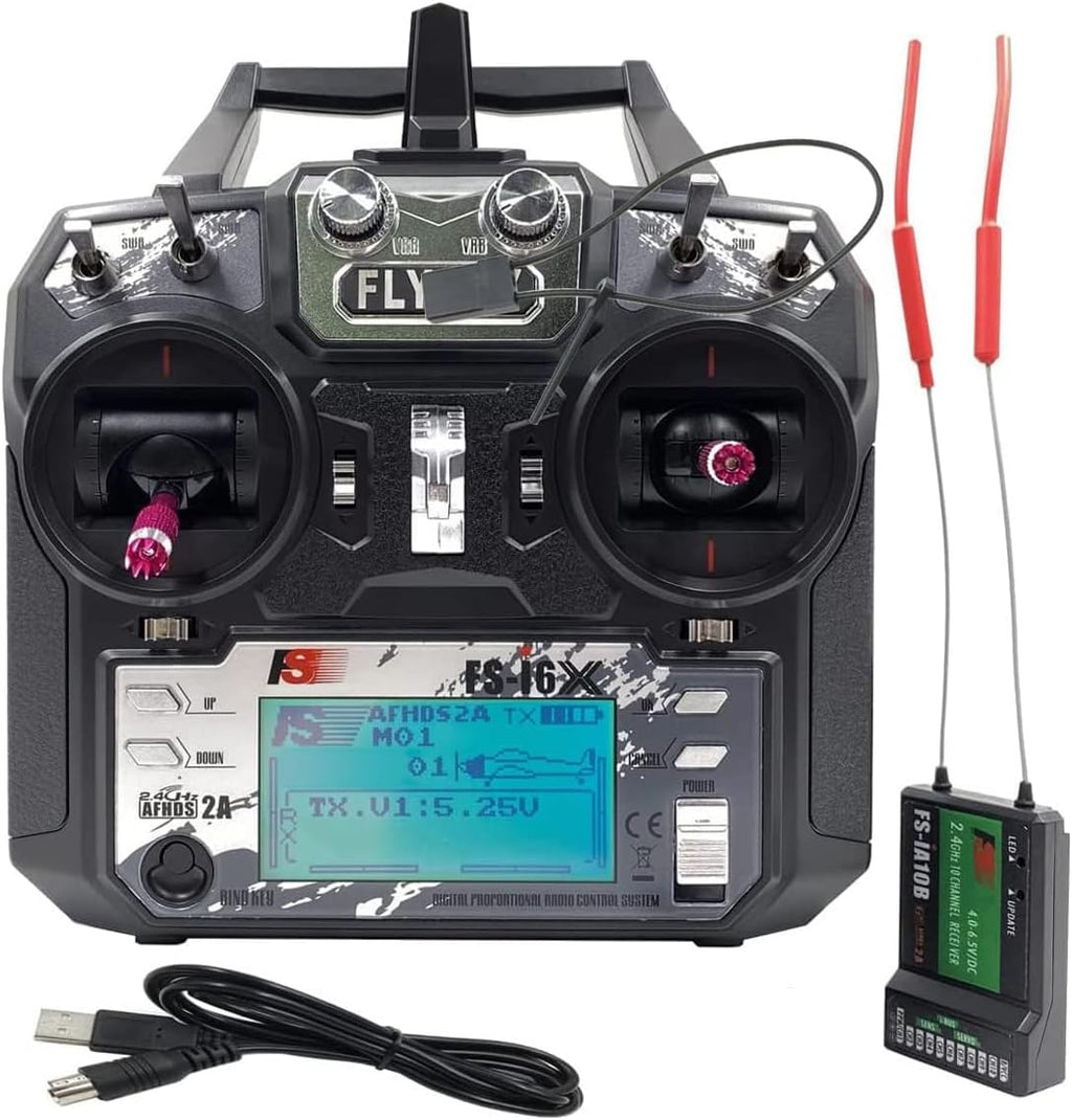 Flysky FS-i6X 10CH Transmitter and Receiver FS-iA10B for RC Models | 10 Channels 2.4GHz AFHDS 2A Radio Control System