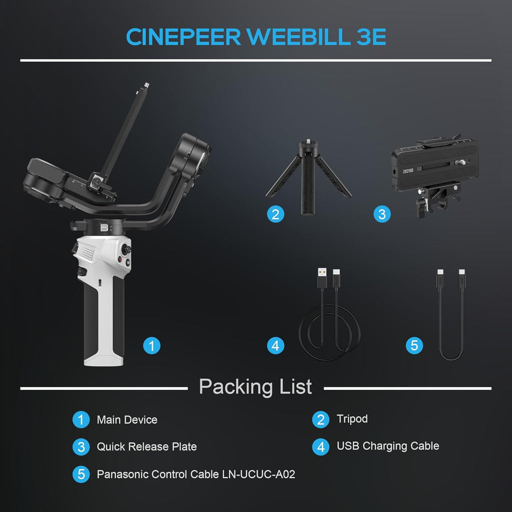 CINEPEER Weebill 3E, 3-Axis Lightweight Gimbal Stabilizer for DSLR & Mirrorless Camera Canon/Sony/Panasonic/Nikon