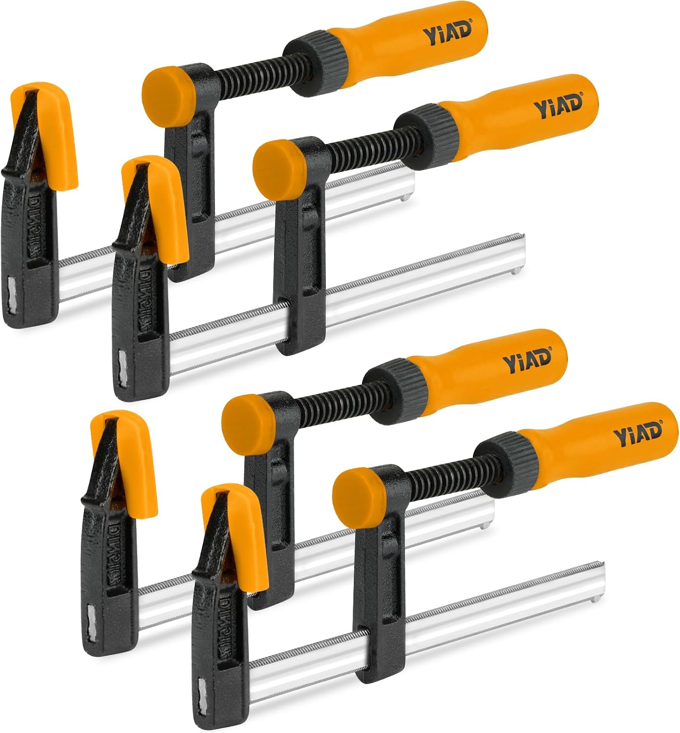 Bar Clamps for Woodworking, 4 Pack 6 Inch F Clamp Set, 300 lbs | 4 pack 6 inch F clamps with 300 lbs force, ergonomic