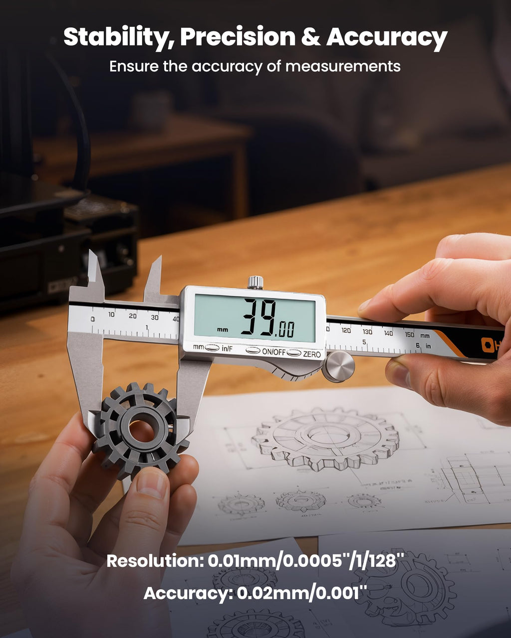 HARDELL Digital Caliper, 6" Rechargeable Calipers with Large LCD Screen
