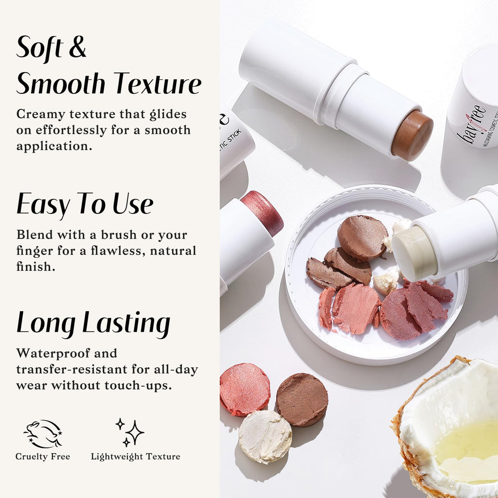 Face Sticks Trio, Blush, Highlighter & Contour Stick for Face Makeup