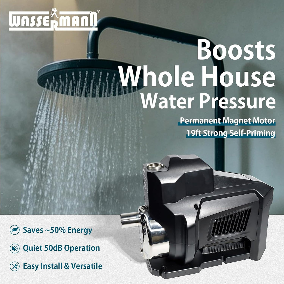 1HP Automatic Whole House Water Pressure Booster Pump 77 PSI 115V