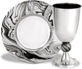 Zion Judaica Passover Seder Kiddush Cup Set 5.5" Elegant Marble Decal Gift Boxed Polished Finished Footed Wine Cup