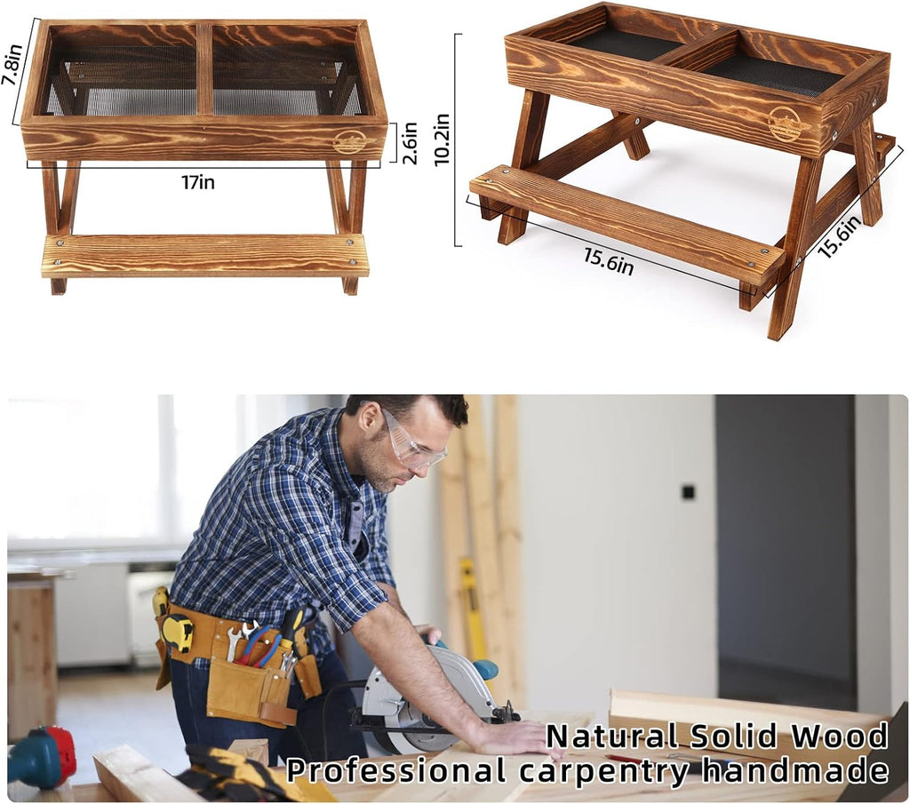 Chicken Table No Waste, Chicken Picnic Feeder Handmade Carbonized Wooden, Large DIY Chicken Feeder Kit, Wild Bird