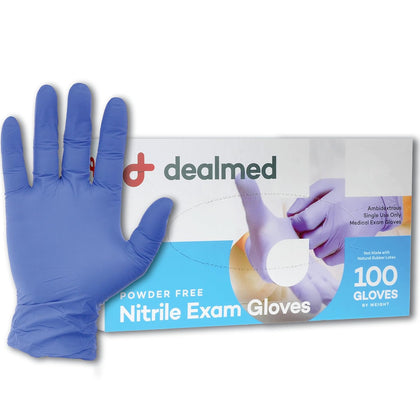 Nitrile Exam Gloves - Latex Free - Small - 100 Count | Blue, Beaded Cuff, Ambidextrous Fit, Full Finger Coverage