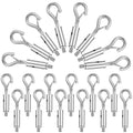 20 Pcs Portable Hook & Eye Turnbuckle Tension for 1/25-1/16 Galvanized /304/316 Stainless Steel Cable Rope Light