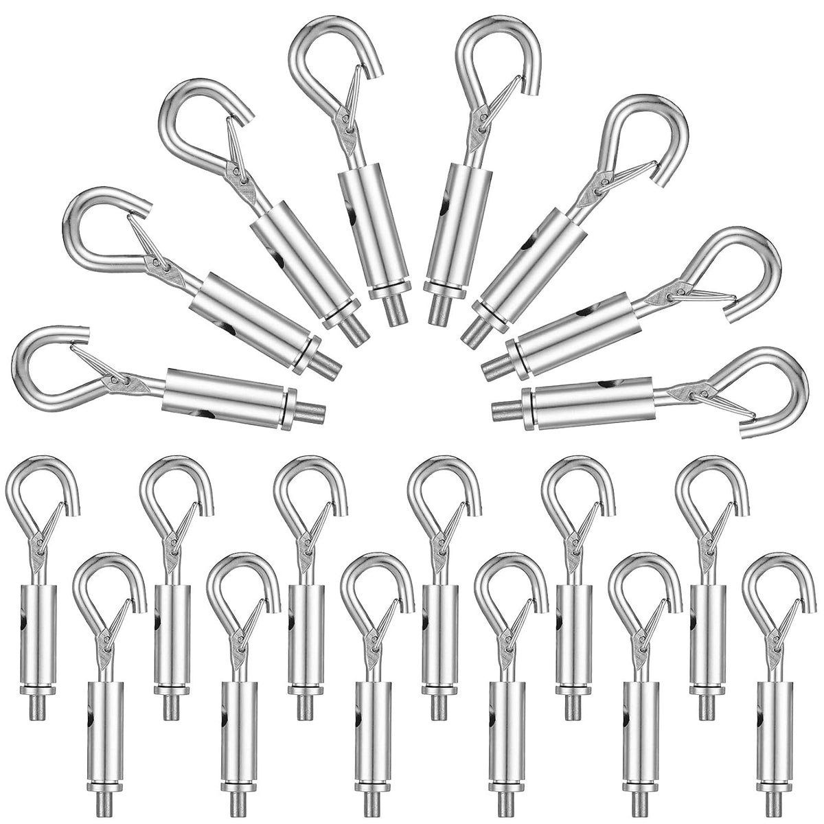 20 Pcs Portable Hook & Eye Turnbuckle Tension for 1/25-1/16 Galvanized /304/316 Stainless Steel Cable Rope Light