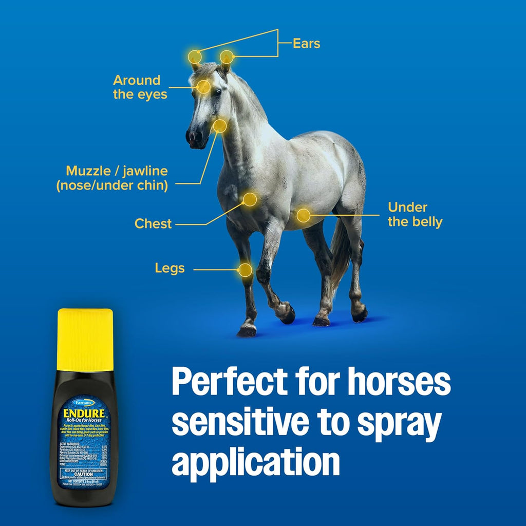 Endure Roll-On Fly Repellent for Horses, for Sensitive Areas, 3 oz