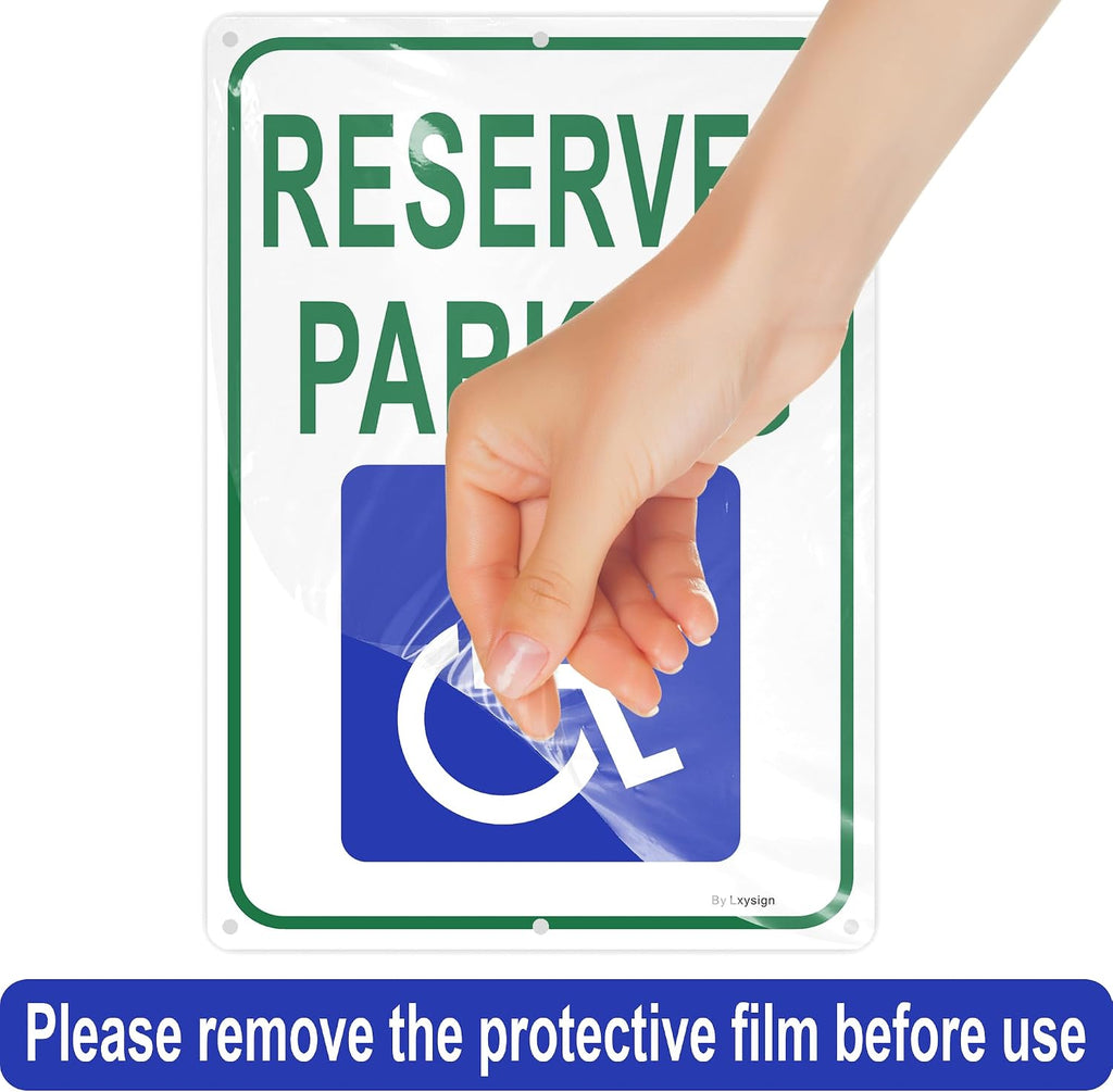 (2Pack) Reserved Parking Sign, Handicap Parking Sign, 14 x 10 x 0.04 in, Reflective Rust Free Aluminum, Weather