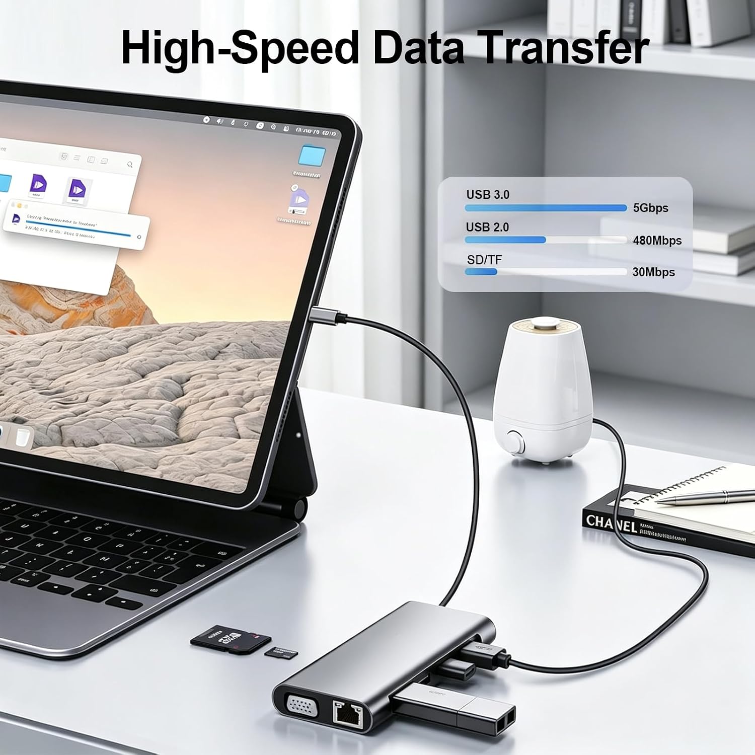 USB C Hub Multiport Adapter, 11 in 1 USB C Docking Station with 4K HDMI, 1080P VGA, 100W PD, USB 3.0, RJ45 Ethernet