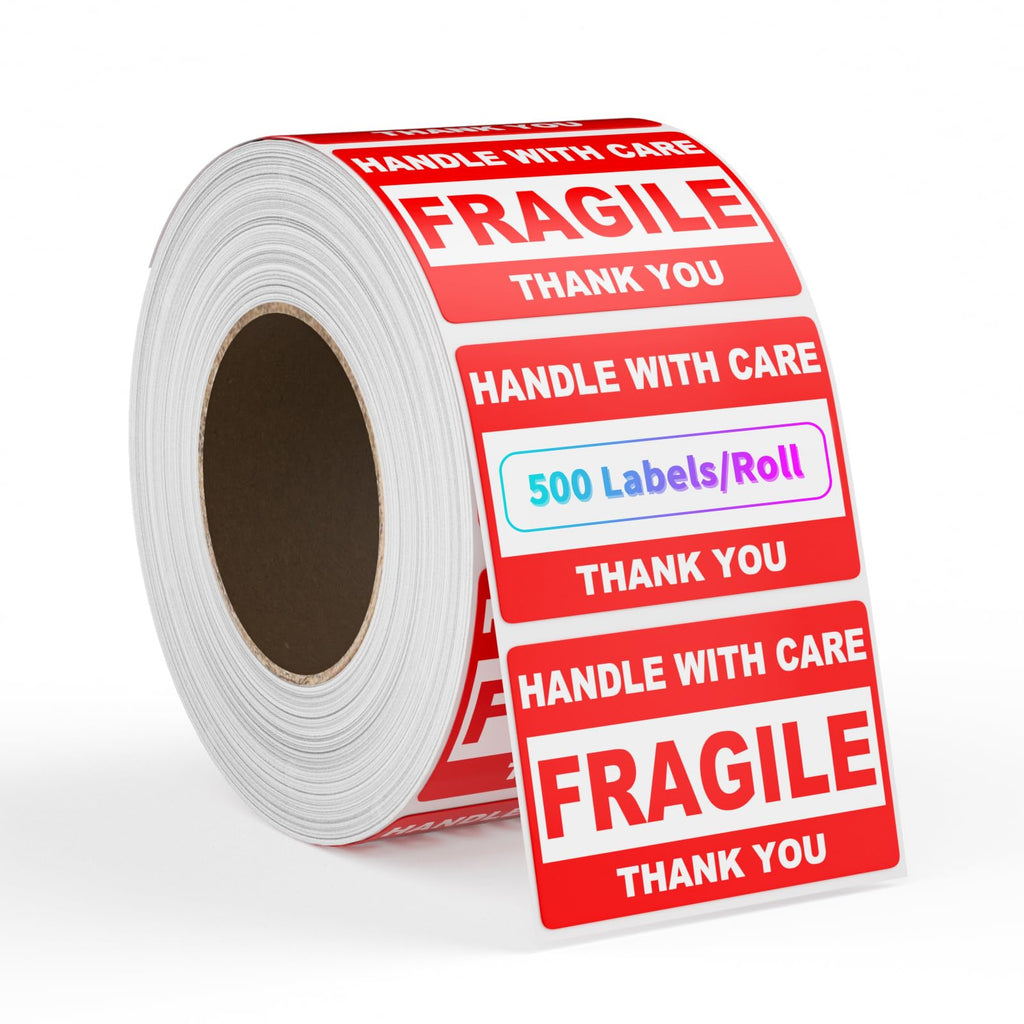 2'' x 3'' Fragile Stickers, 500 Labels/Roll, 20 Rolls