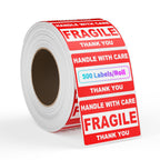 2'' x 3'' Fragile Stickers, 500 Labels/Roll, 20 Rolls