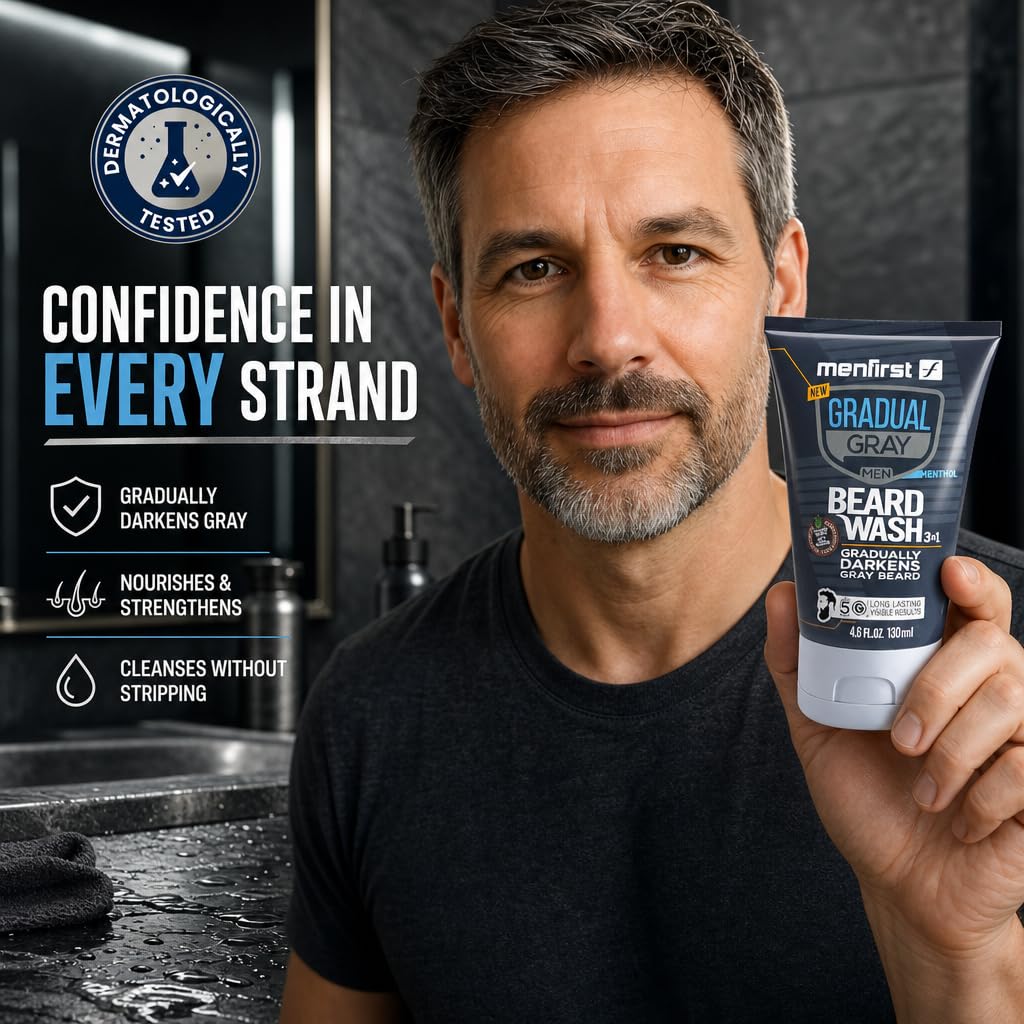 3-in-1 Gradual Gray Beard Wash Shampoo for Men