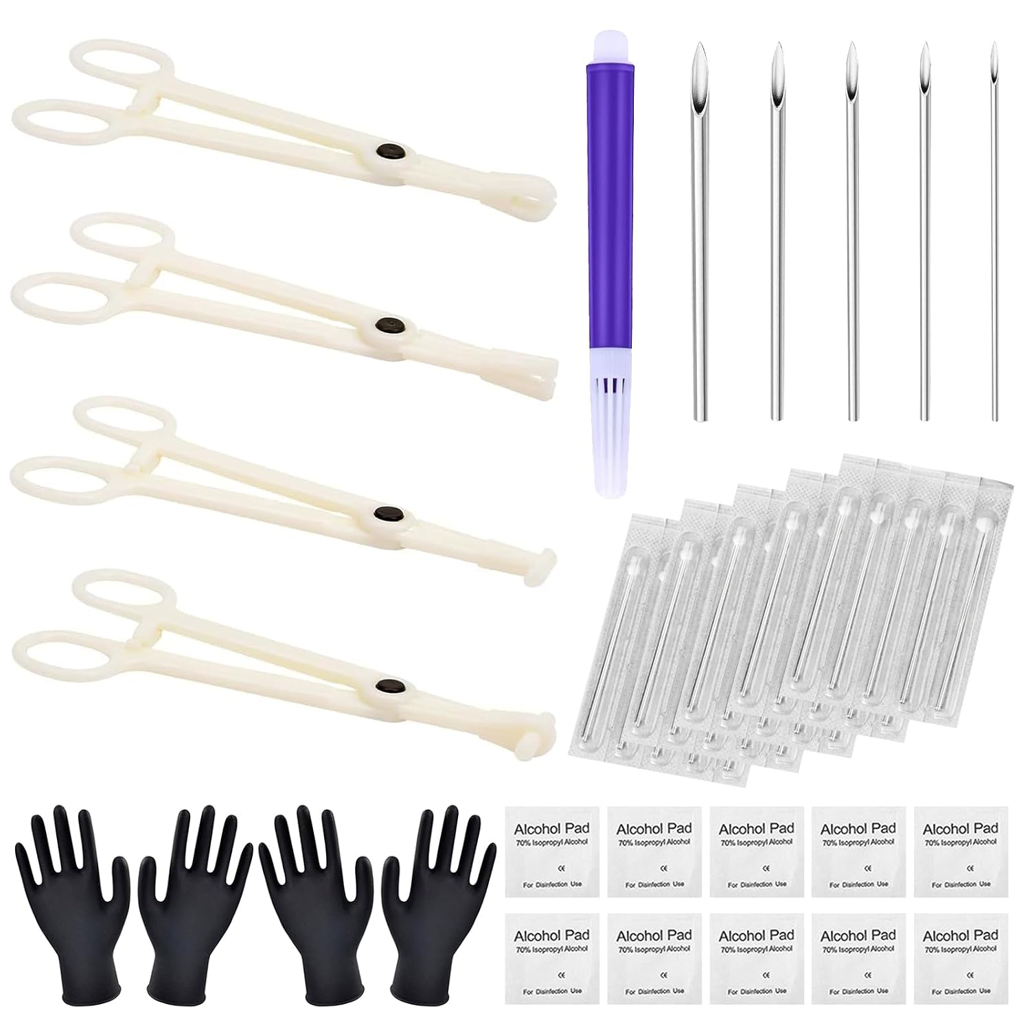 Piercing Kit - 42 Piercing Needles Kit with 25 Needles 12G 14G 16G 18G 20G for Ear Nose Septum Belly Button Tongue