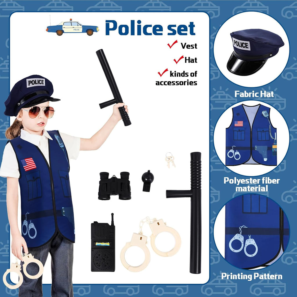 3 Sets Kids Dress up for Play Age 3-7 Years Old,dress up Costumes Vest Set Police,fireman and Worker for Toddler Kids
