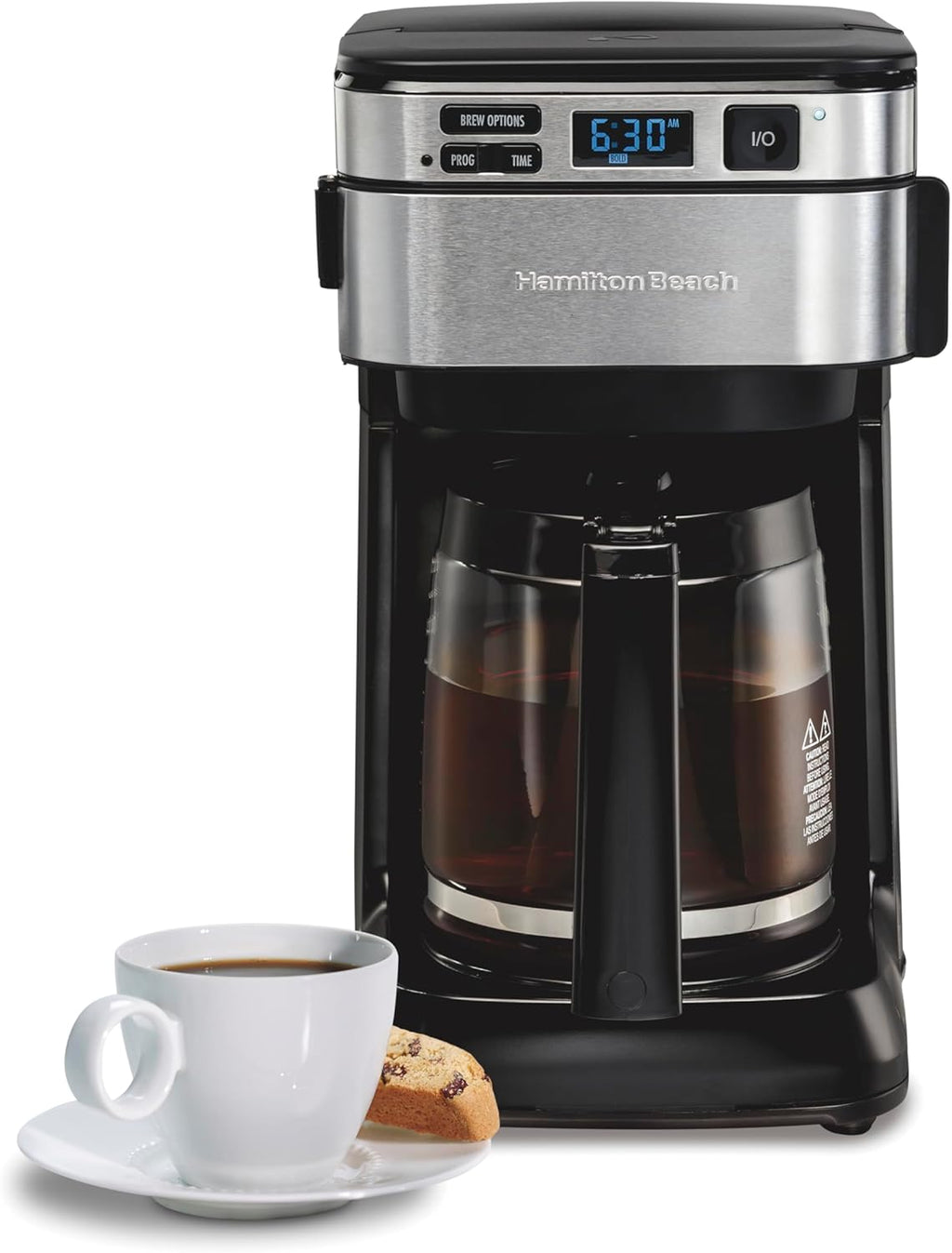 FrontFill 12 Cup Programmable Drip Coffee Maker | Regular & Bold Brew Options | Auto Pause and Pour | Glass Carafe |