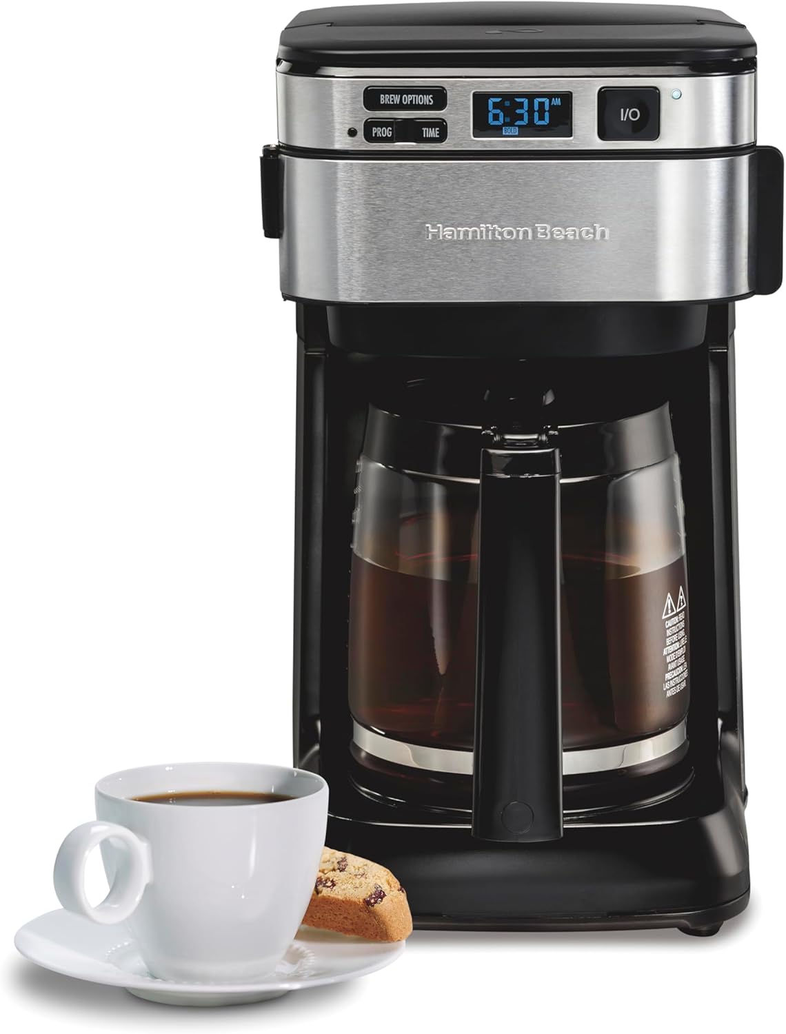 FrontFill 12 Cup Programmable Drip Coffee Maker | Regular & Bold Brew Options | Auto Pause and Pour | Glass Carafe |