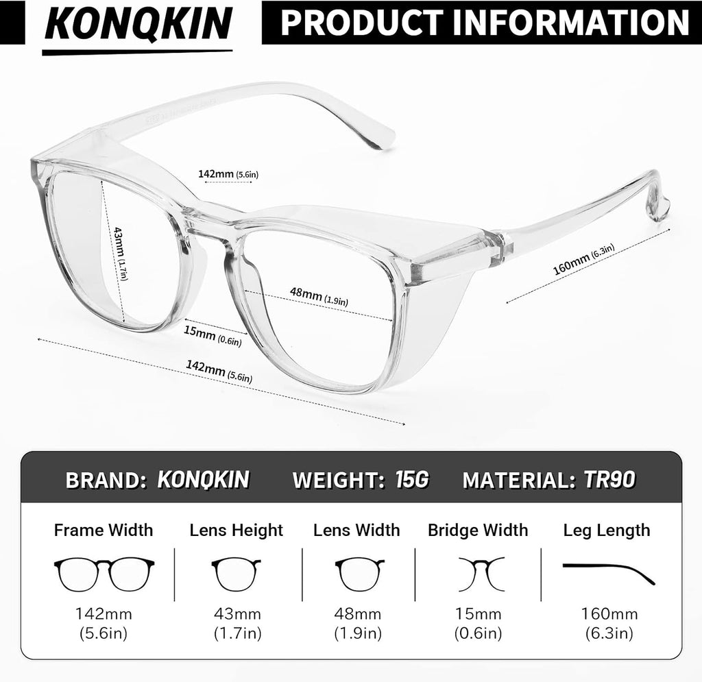 Safety glasses Goggles Nurses Protective Eyewear - Anti Fog Square Frame Stylish Clear Glasses for Women Men