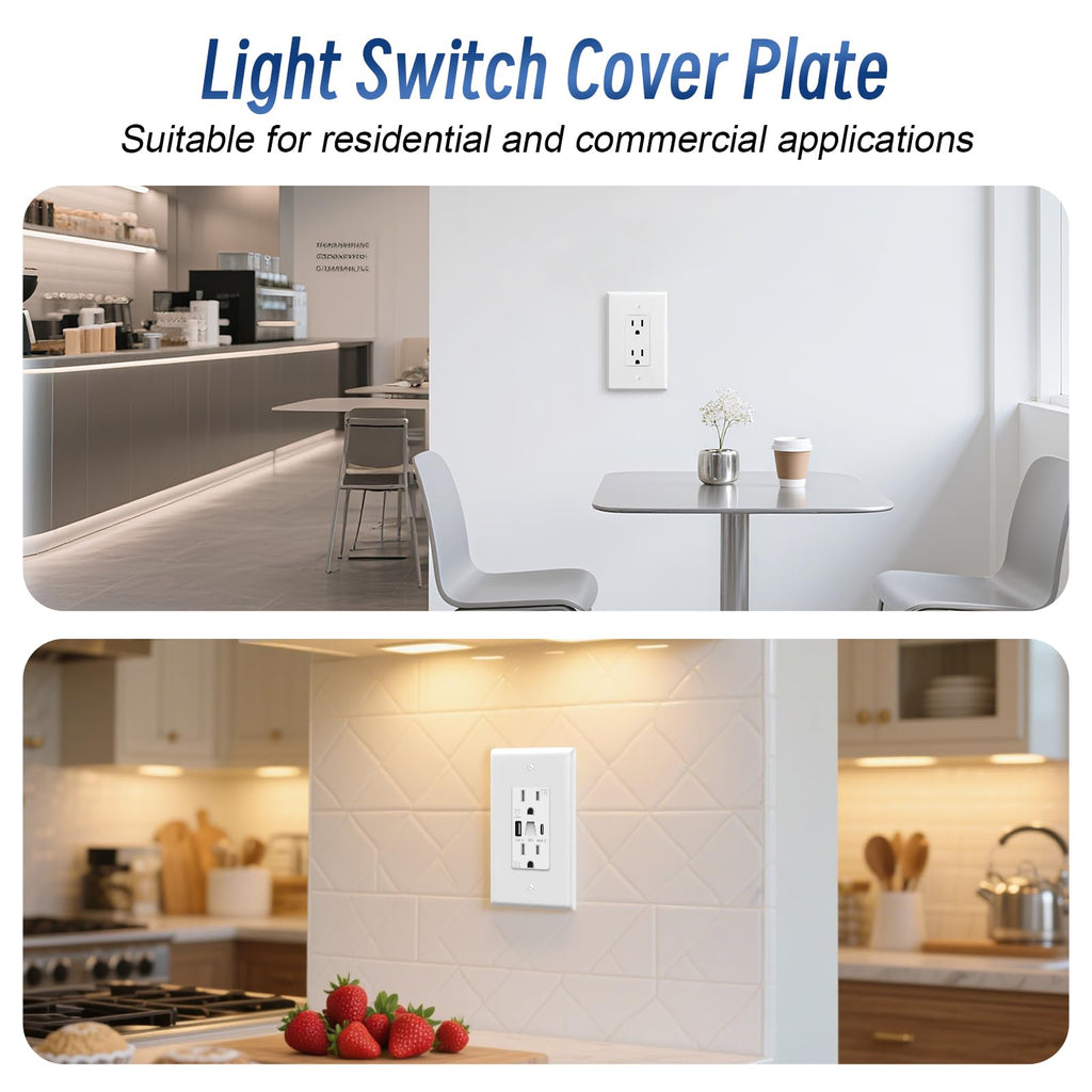 6 Pack Jumbo Decorator Wall Plate Covers 1-Gang Oversize Outlet Cover Plate