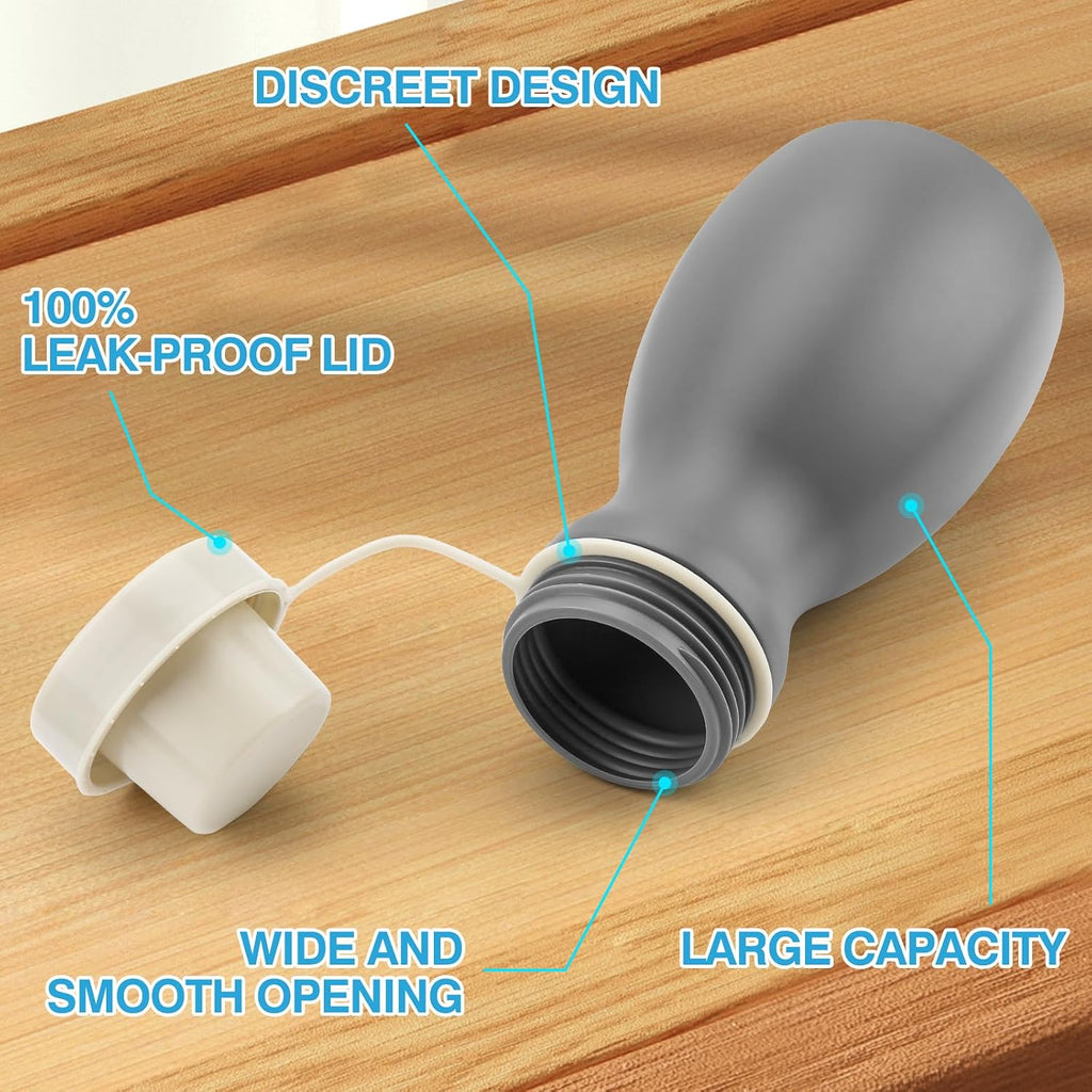 Urinal for Men with Glow-in-Dark Lid: 30 oz Spill-Proof Men's Urinal Bottle